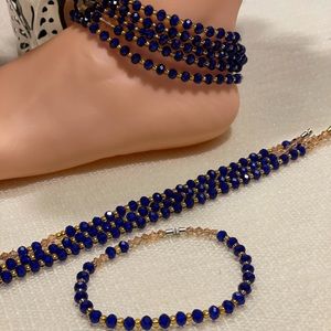 Blue and gold anklet/bracelet.handmade